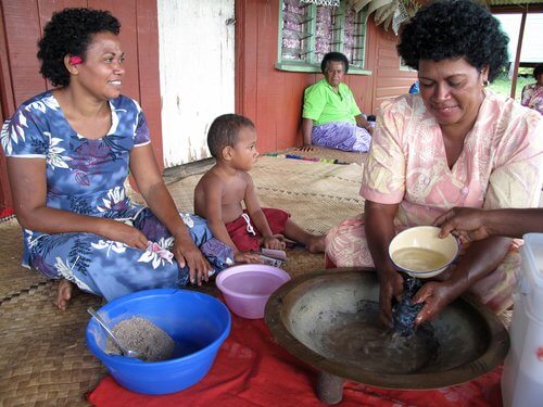 Women preparing Kava